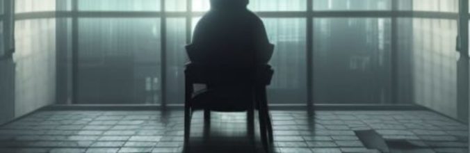 silhouette in a room with one big window